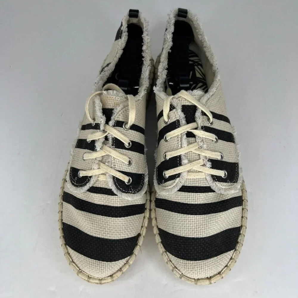 DV By Dolce Vita Womens Cream Black Striped Espadrille Canvas Size 9.5 Sneakers